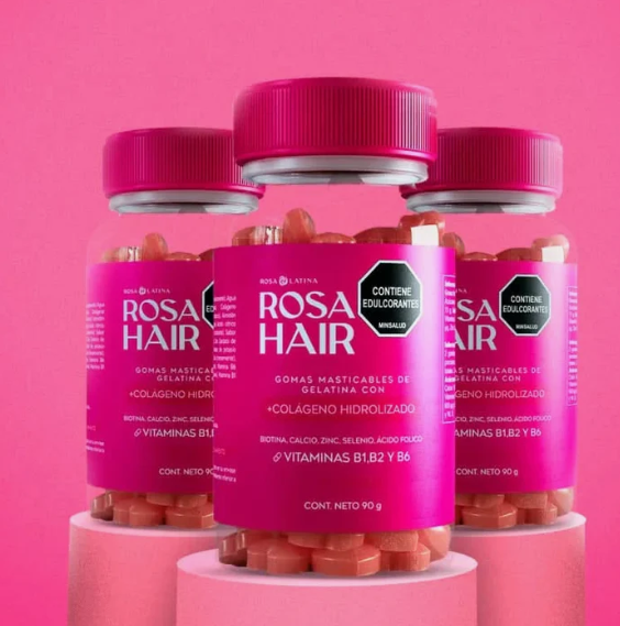 Rosa Hair | Biotina + Vitaminas para Cabello, Piel y Uñas