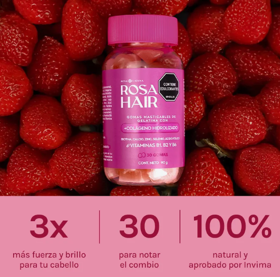 Rosa Hair | Biotina + Vitaminas para Cabello, Piel y Uñas